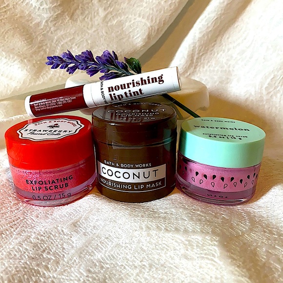 Bath & Body Works Skincare Lip Care 4pc Set Mask Exfoliating Scrub